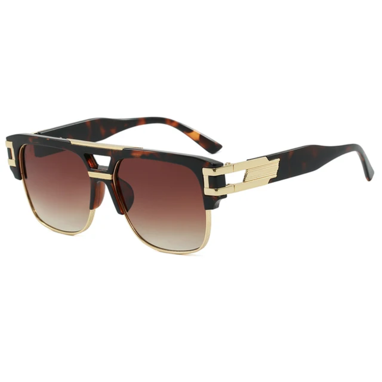Vibe Men's Retro Classic Square Pilot Flat Top UV400 Sunglasses