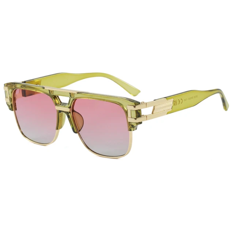 Vibe Men's Retro Classic Square Pilot Flat Top UV400 Sunglasses