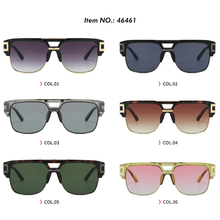 Vibe Men's Retro Classic Square Pilot Flat Top UV400 Sunglasses