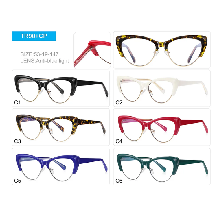 Freya Women's Cat-Eye Half-Rim Anti-Blue Light Glasses