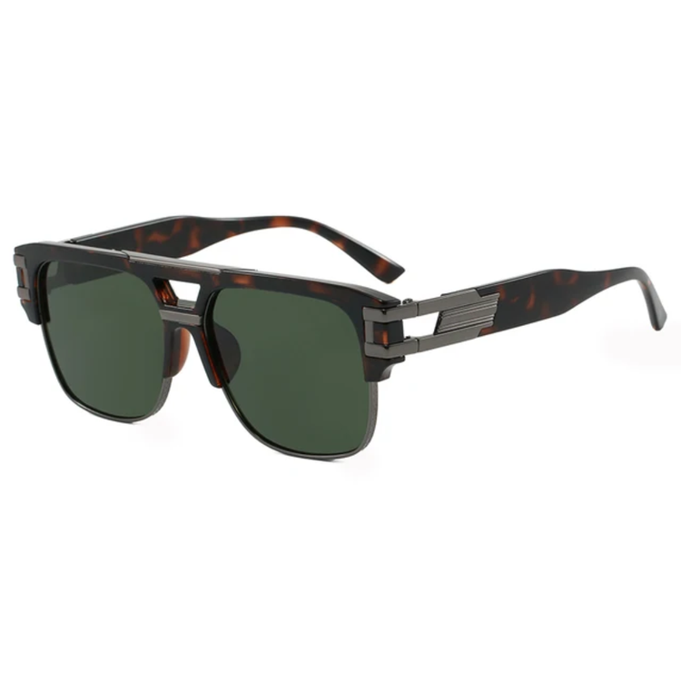 Vibe Men's Retro Classic Square Pilot Flat Top UV400 Sunglasses