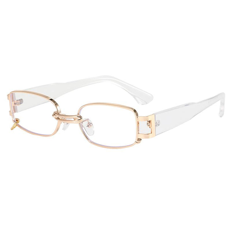 SHANI SMALL UNISEX UV400 PIERCED RECTANGLE METAL FRAME SUNGLASSES