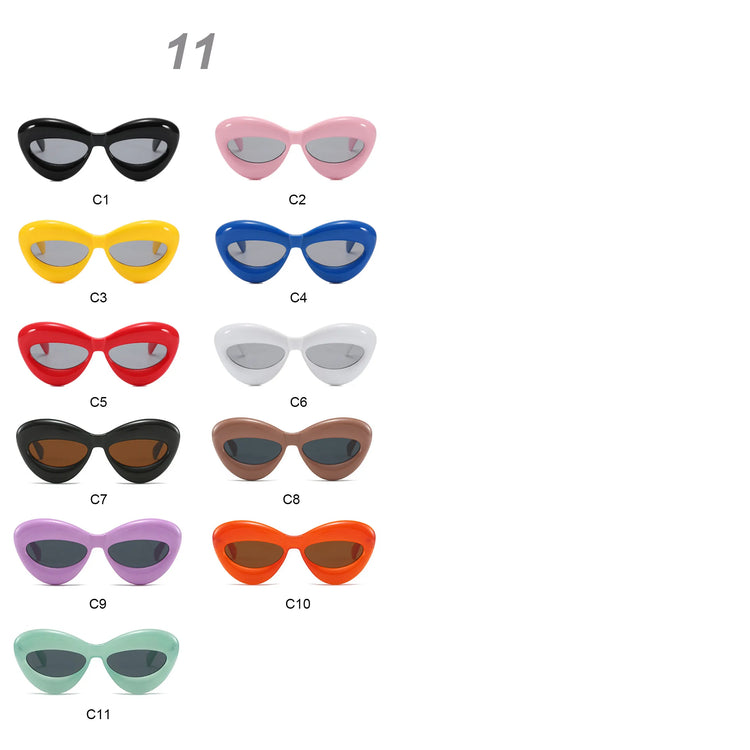 REIGN  UNISEX UV400  RETRO INFLATED OVAL CAT EYE  PC FRAME GLASSES