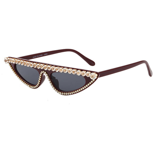 SYREN WOMEN'S UV400 RHINESTONE FRAME CAT EYE SUNGLASSES