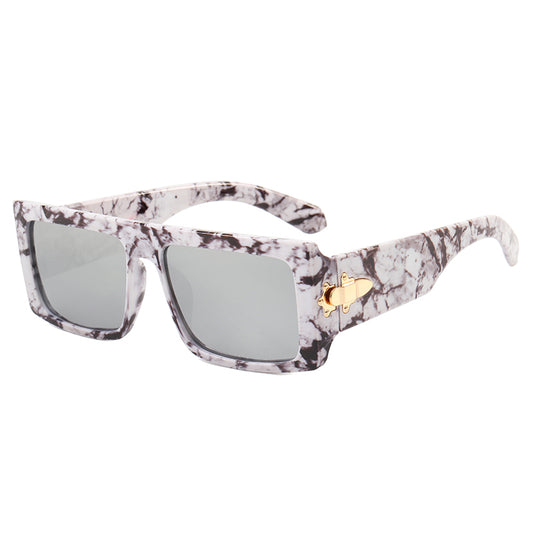 MARLO RETRO FLAT TOP RECTANGLE FRAME- MARBLE