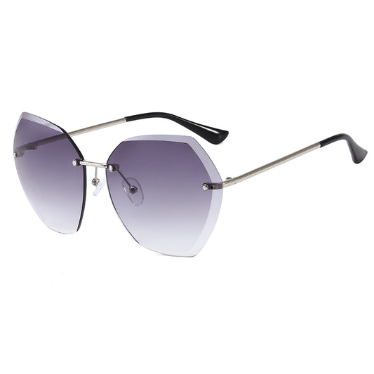 DIANE WOMEN'S OVERSIZED GEOMETRIC RIMLESS  FRAME UV 400  SUNGLASSES