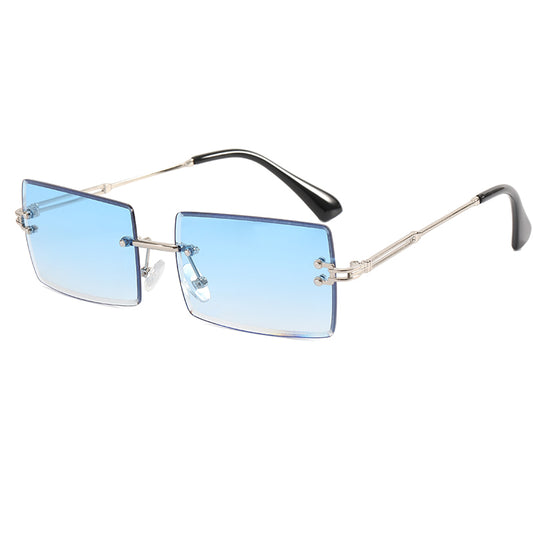 AMARI UNISEX TINTED UV 400 SMALL RIMLESS RECTANGLE FRAME SUNGLASSES