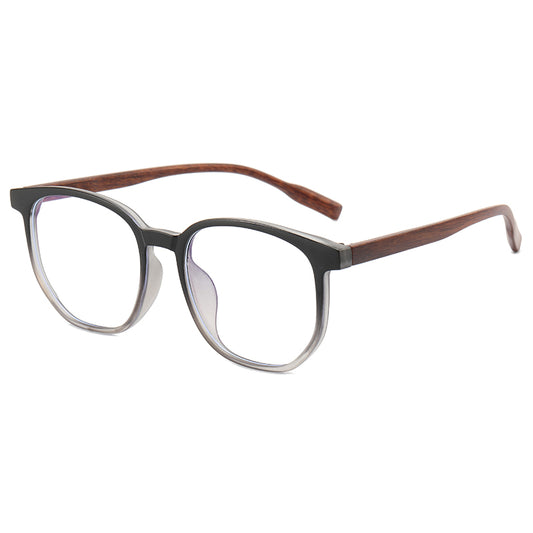 ELLIOT UNISEX GEOMETRIC FRAME ANTI-BLUE LIGHT RETRO FAUX WOOD GLASSES