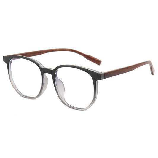 Elliot Unisex Geometric Frame Anti-Blue Light Retro Faux Wood Glasses