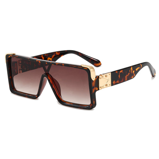 Shane Unisex Oversized UV400 Mono Lens Rectangular Frame Sunglasses