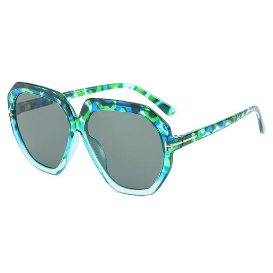 ECHO OVERSIZED POLYGON  SUNGLASSES -AQUA