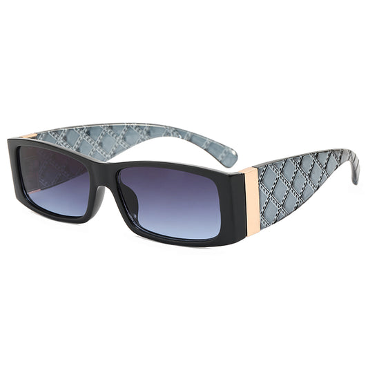 REID UNISEX UV400 QUILTED RETRO RECTANGLE SUNGLASSES