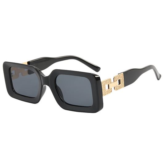 QUINTON UNISEX UV400 METAL MIX RECTANGLE SUNGLASSES