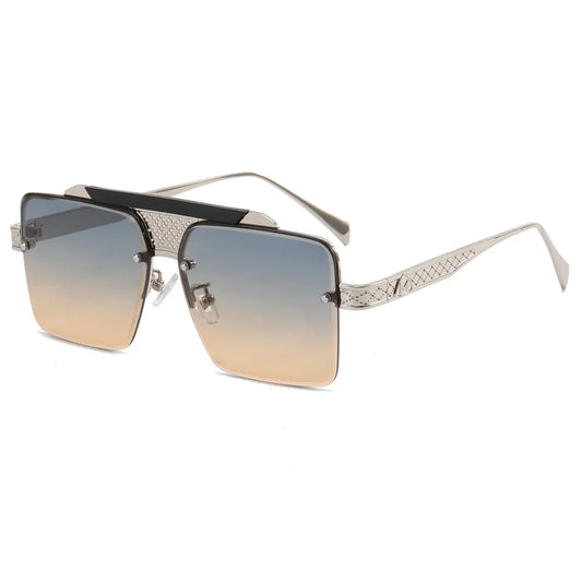ZAIN  MEN'S OVERSIZED FLAT TOP  UV400 METAL FRAME SUNGLASSES