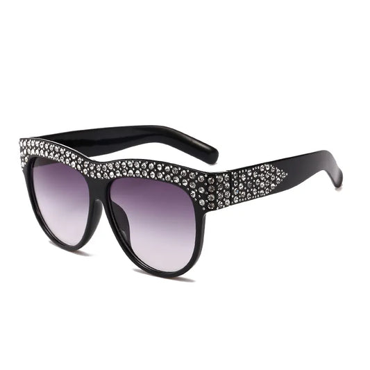 DESTINY WOMEN'S OVERSIZED GRADIENT LENS RHINESTONE DETAILED SUNGLASSES