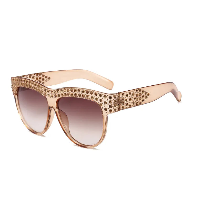 DESTINY WOMEN'S OVERSIZED GRADIENT LENS RHINESTONE DETAILED SUNGLASSES