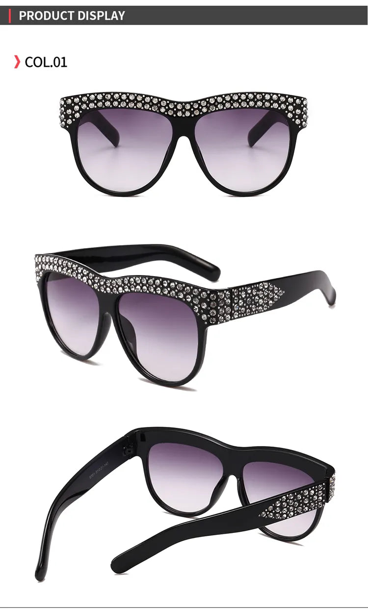 DESTINY WOMEN'S OVERSIZED GRADIENT LENS RHINESTONE DETAILED SUNGLASSES