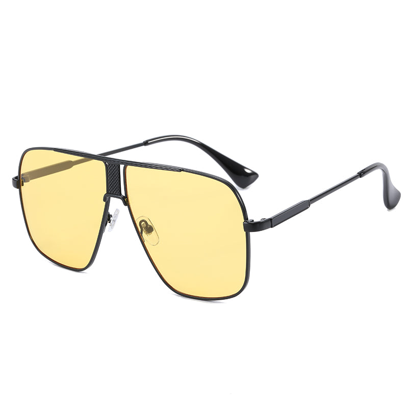 OVERSIZE AMBER LENS AVIATOR SUNGLASSES 