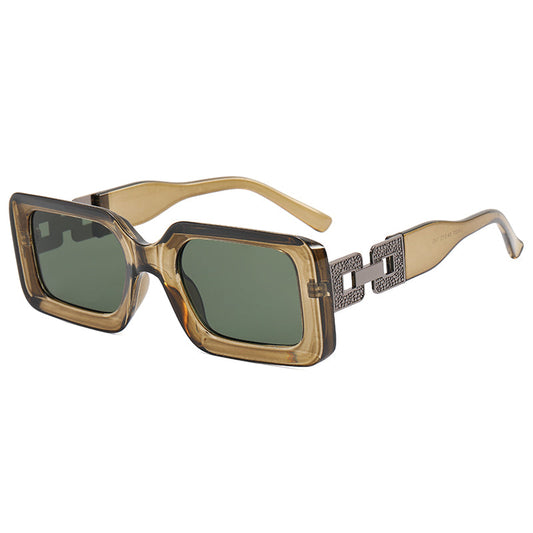 QUINTON UNISEX UV400 METAL MIX RECTANGLE SUNGLASSES