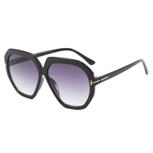 ECHO OVERSIZED POLYGON  SUNGLASSES - LEOPARD